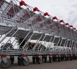 trolleys - lined up to buy seaweed?!