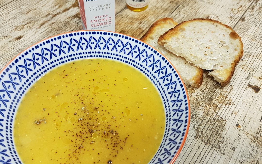 Butternut Squash and Lentil Soup with an Intense Smoked Seaweed Finish