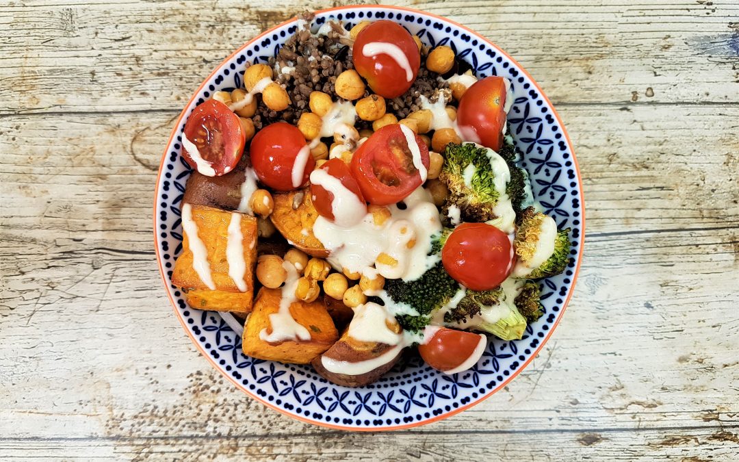 Chickpea and Sweet Potato (and seaweed!) Buddha Bowl